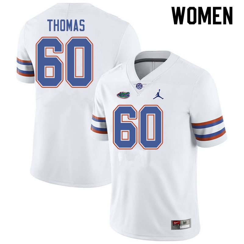 NCAA Florida Gators Da'Quan Thomas Women's #60 Jordan Brand White Stitched Authentic College Football Jersey PAA3064FY